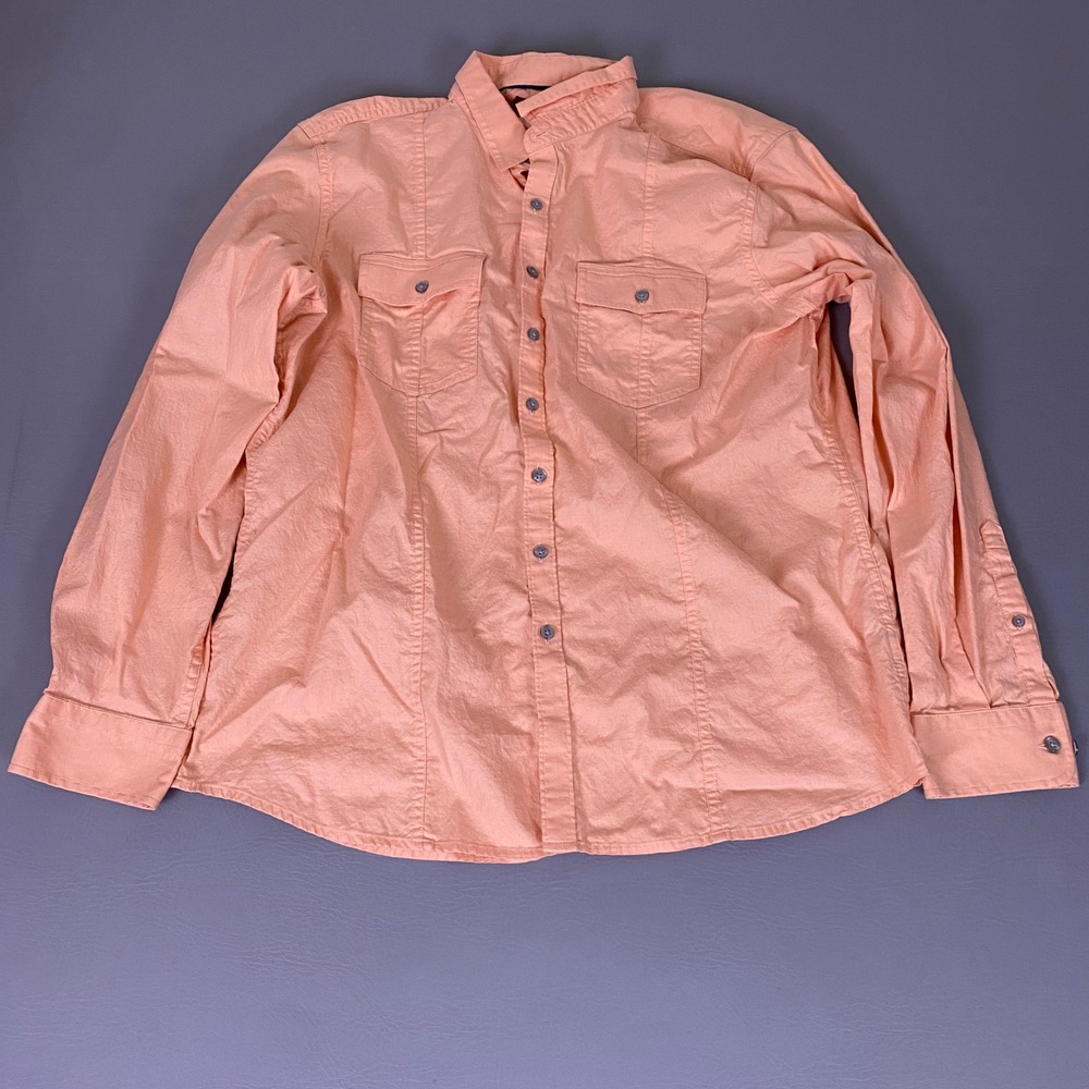 Marc Anthony Button Down Shirt Men's XL Slim Fit Peach Coral Long Sleeve Cotton - Picture 1 of 10